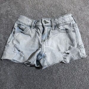 Distressed Light Blue Denim Shorts